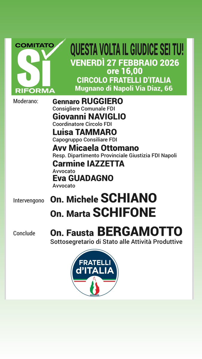micaelaottomano's tweet photo. Riformagiustiziasubito #SeparazionedelleCarriere #votiamoSI #pertornareliberi# imagistratibravisonoconnoiavvocati #avvmicaelaottomano https://t.co/o7wZ8PCHzR