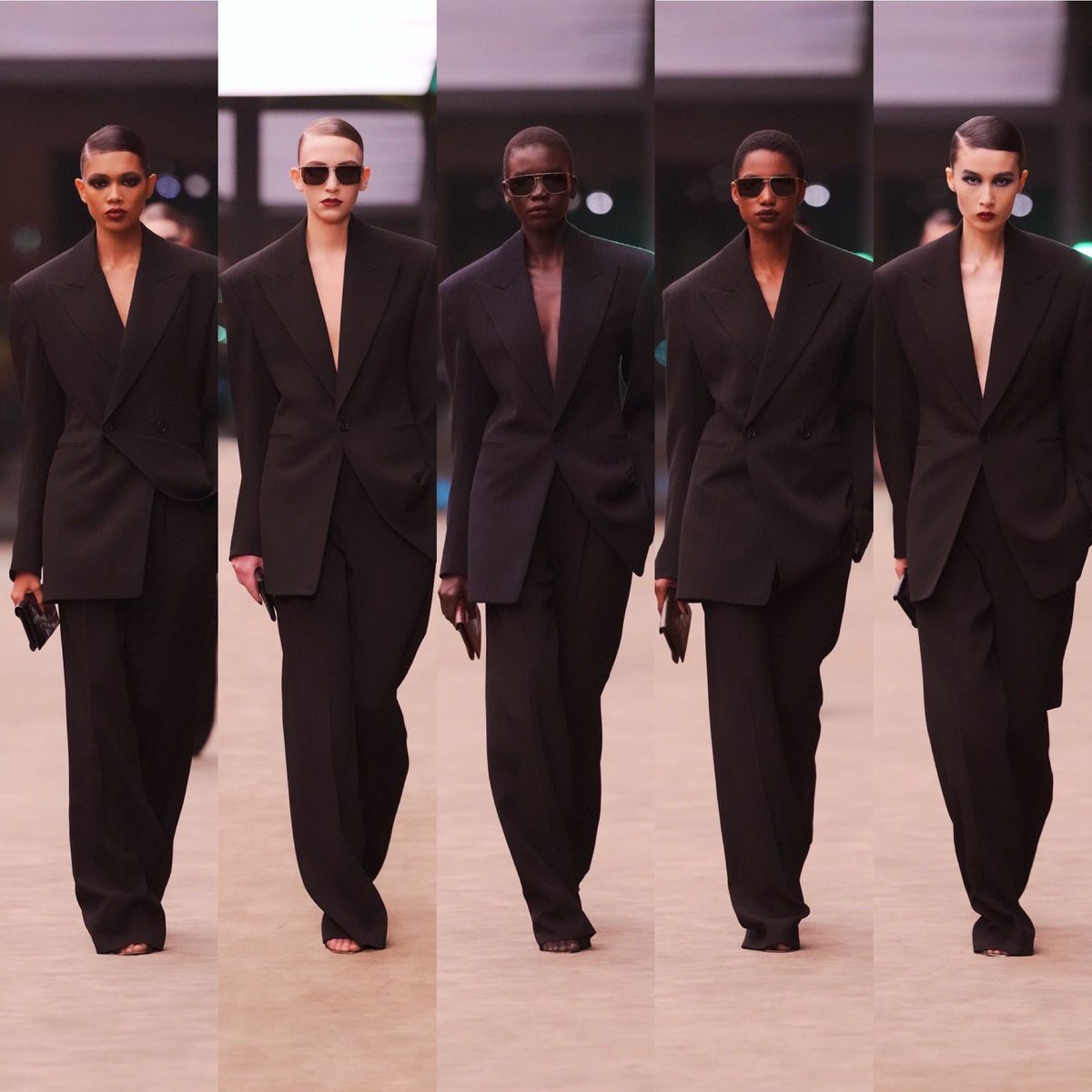 Listen, I love me some good tailoring (definitely when it’s Saint Laurent), but we did not need a quarter of the collection to look like this: