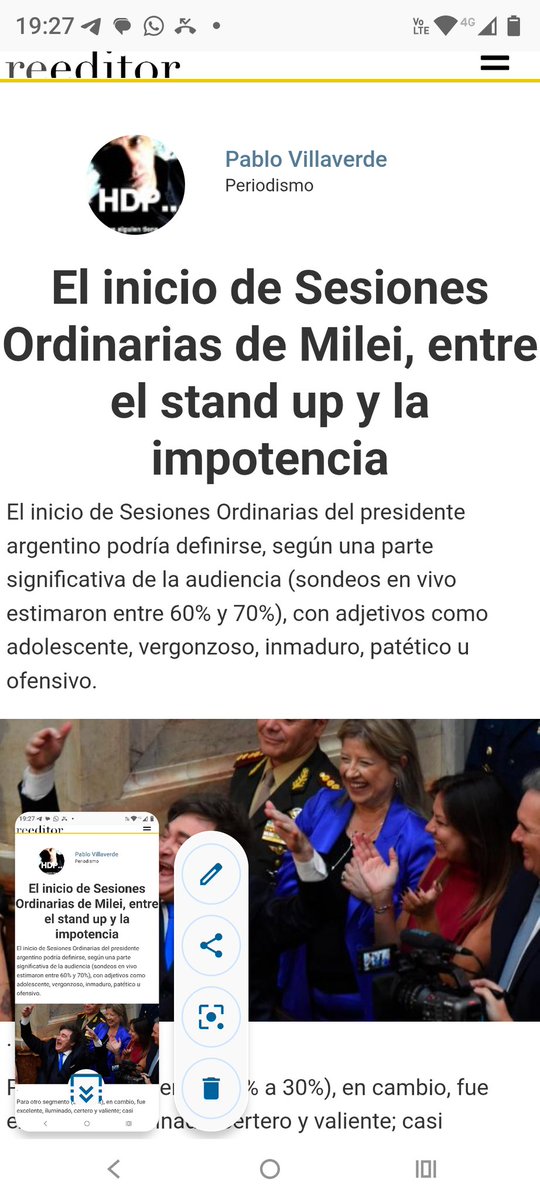 Mi nota sobre el inicio de sesiones de Milei en el Congreso.
"Entre el stand up y la impotencia"
Escrita por Pablo Villaverde
Edición <a href="/yedcazar/">Yed Cazar</a> Escritora

reeditor.com/columna/29676/…