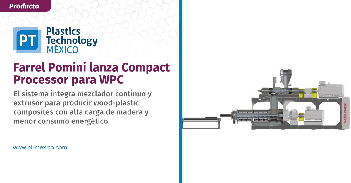 plastechmex's tweet image. [Producto] Farrel Pomini presenta Compact Processor para fabricar decking WPC sin peletizado, reduciendo costos, energía y degradación del material. 🔵Consulte el contenido aquí: pt-mexico.com/productos/farr…

#Extrusión #Posconsumo #Polietileno