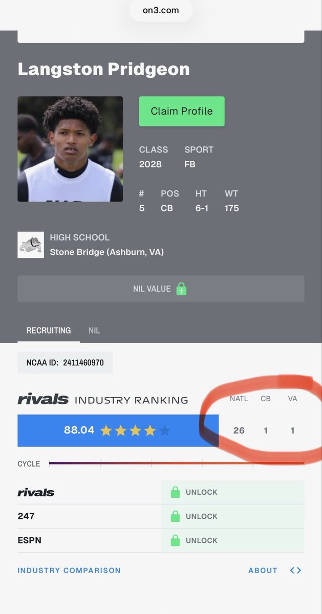 TheRealCAshby's tweet photo. One of our original clients @LangstonPri is now ranked number 1 in the nation, at his position for the class of 2028 according to Rivals and On3! Congratulations Langston! #football #dmv #foryou #performancetrainer #defensiveback https://t.co/q0AbzxwLWX