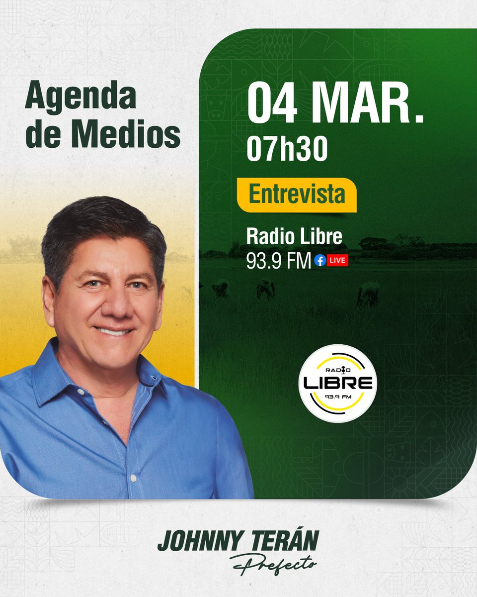 jteransalcedo's tweet photo. 📌 Mañana en #RadioLibre
🎙️ Entrevista en vivo
📲 ¡Los invito a sintonizar! https://t.co/ygEKL1HHoO