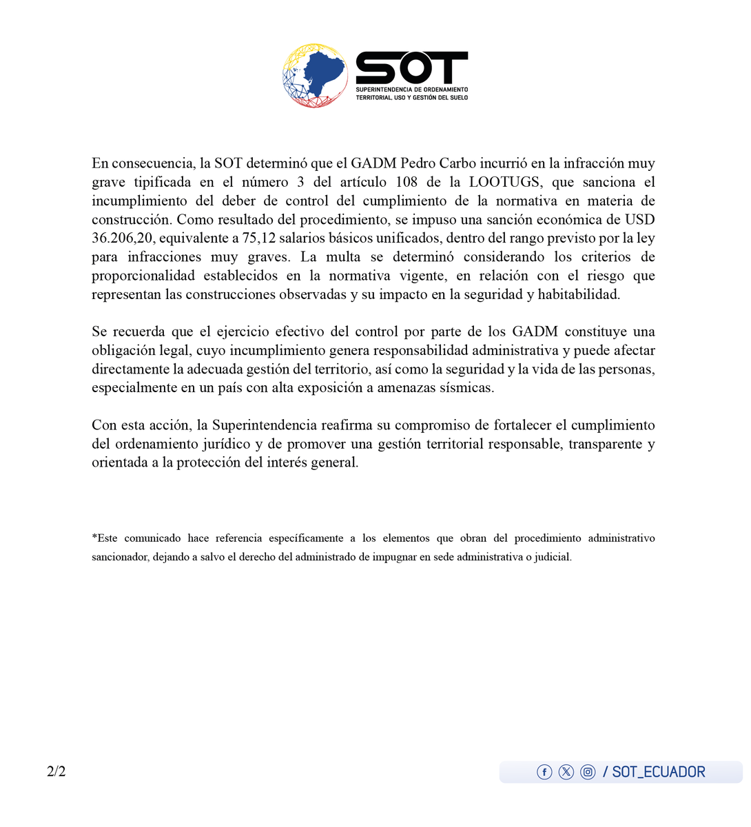 sot_ecuador's tweet photo. #SOTInforma https://t.co/GSBag0FVOK