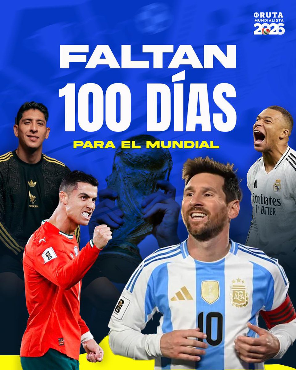 🏆 A 100 días del arranque del Mundial 2026, inicia oficialmente la cuenta regresiva hacia un torneo histórico: 48 selecciones, 3 países sede y el evento futbolístico más grande jamás organizado ⚽️🇲🇽🇺🇸🇨🇦