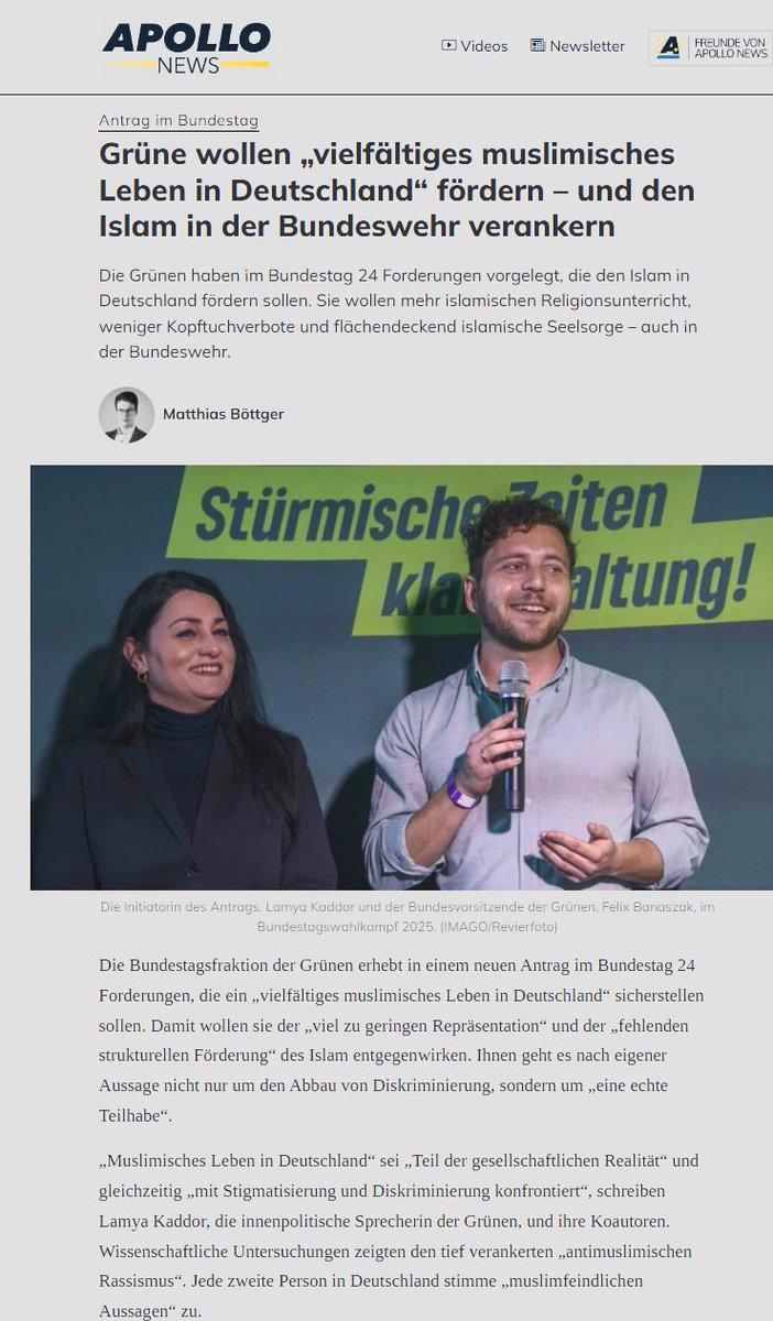 DieGrünen machen nun im Werben um die Stimmen der Muslime in Baden-Württemberg defätistisch alle Türen auf zu unserer Islamisierung. Sie würden sprichwörtlich ihre Oma, unser Land verkaufen an den Islam, um ein paar Jahre länger an der Macht zu bleiben. Die Scharia haben Grüne im