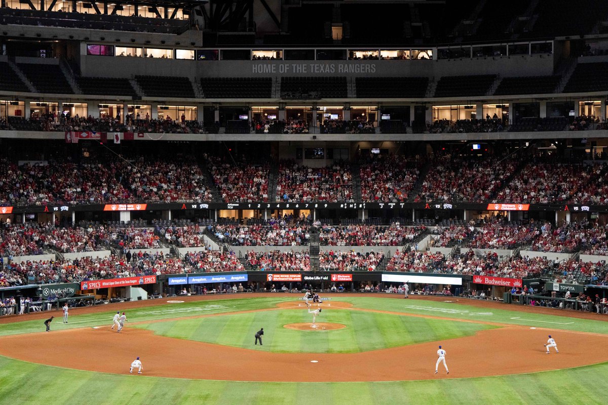 REVentertnmt's tweet photo. The 2026 College Baseball Series reached new heights and set new records for REV Entertainment across five tournaments in three locations (Arlington, TX; Surprise, AZ; Cleburne, TX). Highlights include:

⚾️ 2️⃣8️⃣ participating teams - including 1️⃣2️⃣ ranked in the Top 25 
⚾️ 1️⃣2️⃣0️⃣,0️⃣0️⃣0️⃣+ fans hosted across all tournaments and venues
⚾️ Single-day college baseball attendance records set at Globe Life Field (2️⃣2️⃣,3️⃣8️⃣4️⃣) and Surprise Stadium (6️⃣,2️⃣9️⃣4️⃣)
⚾️ 4️⃣3️⃣ games played over a 1️⃣7️⃣-day stretch
⚾️ 5️⃣ deserving tournament champions with perfect records: Auburn, Michigan, Oklahoma, Texas State, & UCLA

Thank you to our participating programs, the dedicated fans, and our loyal partners for making the 2026 College Baseball Series an incredible success.

Cheers to 2026 - now on to 2027!

@CBS_Arlington | @CBS_Surprise | @CBS_Cleburne