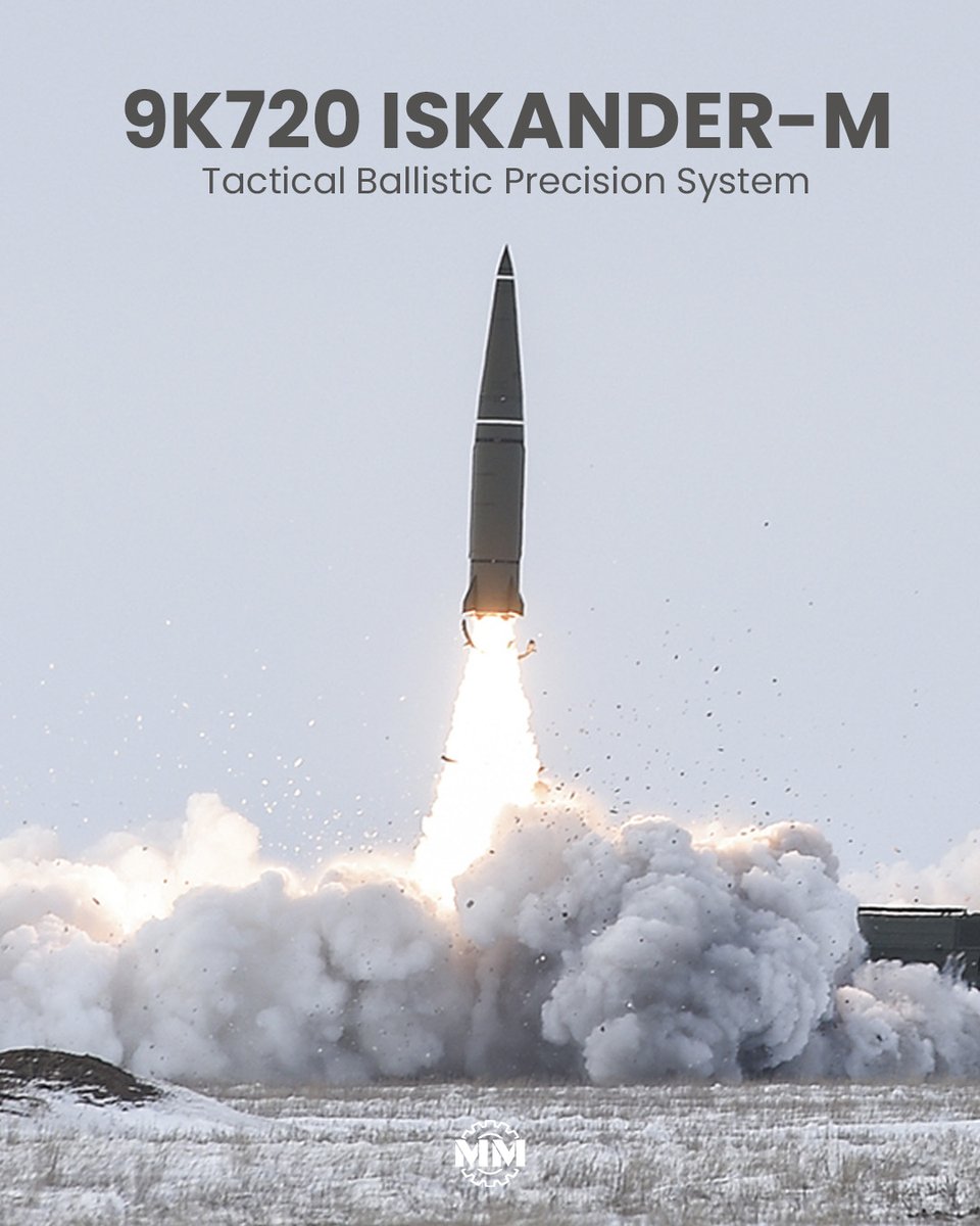 MilitaryMechs's tweet image. Iskander-M launches maneuvering quasi-ballistic missiles to evade defenses, striking hardened targets nearly 500 km away from mobile launchers under pressure.

#BallisticMissile #PrecisionStrike #MilitaryMechanics