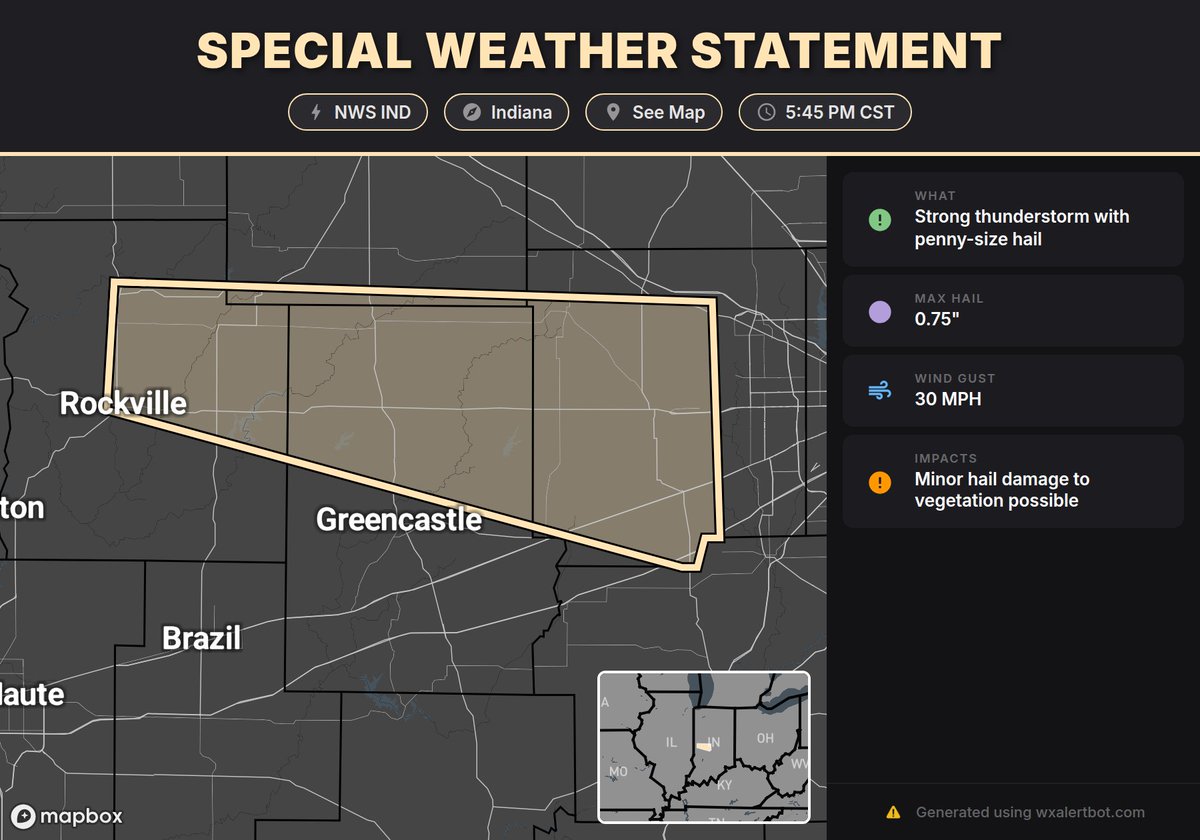 A new Special Weather Statement has been issued for parts of Indiana ...