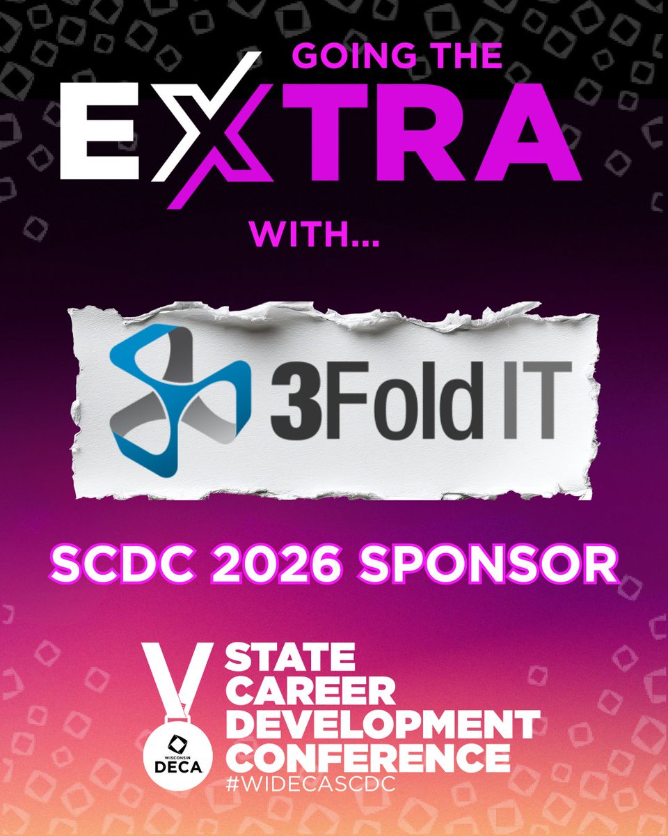 WI_DECA's tweet image. Shoutout to 3FoldIT for supporting #WDCDC! Your partnership helps our members Go The Extra in competition, leadership, and career growth. We appreciate you!  #GoTheExtra