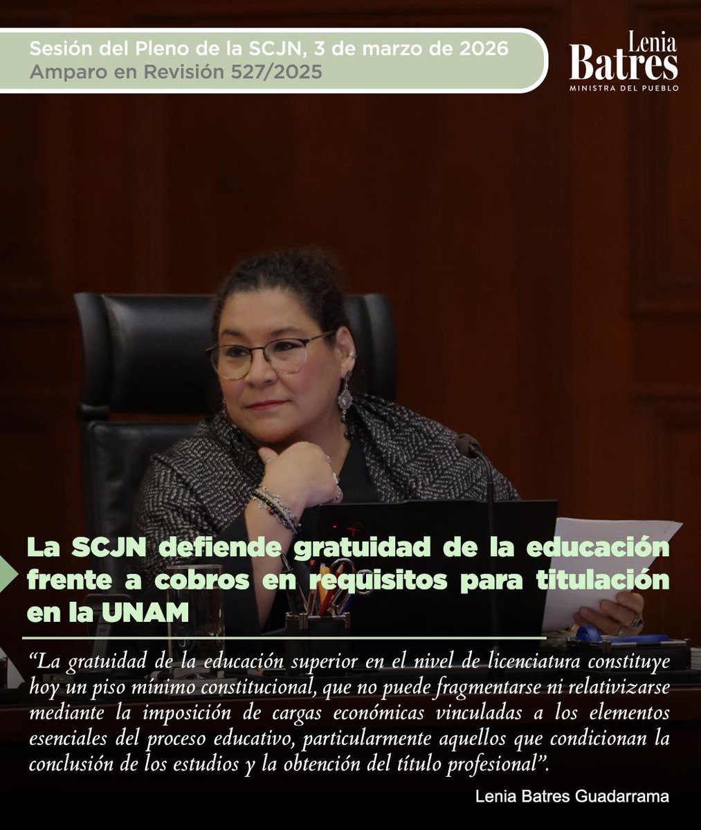 📚 SCJN defiende gratuidad de la educación frente a cobros en requisitos para titulación en la UNAM

Al discutir el amparo en revisión 527/2025, la mayoría del Pleno, otorgó el amparo a un estudiante de la Facultad de Derecho, de la UNAM, contra el cobro del "Curso de Comprensión