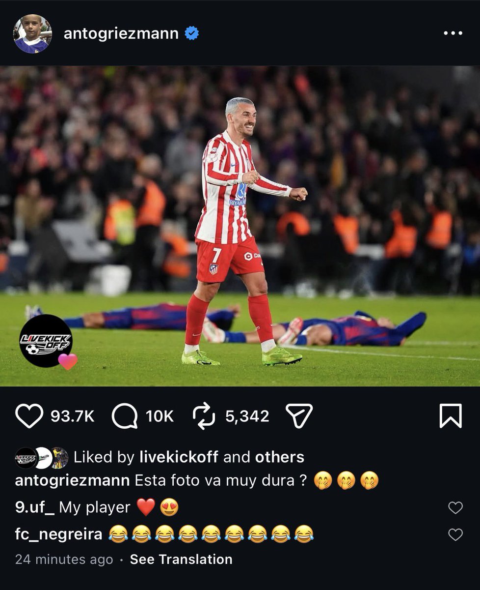 griezmann on instagram, peep the caption 😭😭😭