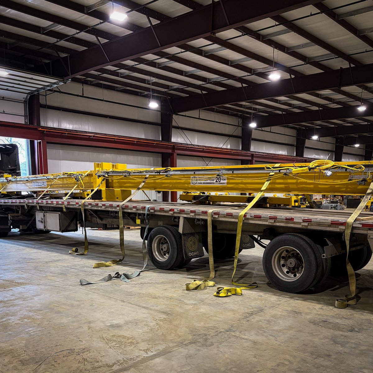 TSOCSales's tweet photo. More shipments from TSOC means more growth for American manufacturing! Our fabrication team has been busy as we just wrapped up a few projects. 
- A custom 3-ton  bridge crane w/ a 45-ft span. 
- A pair of heavy-duty 20-ton double girder bridge cranes. https://t.co/z8G5rq4rPw