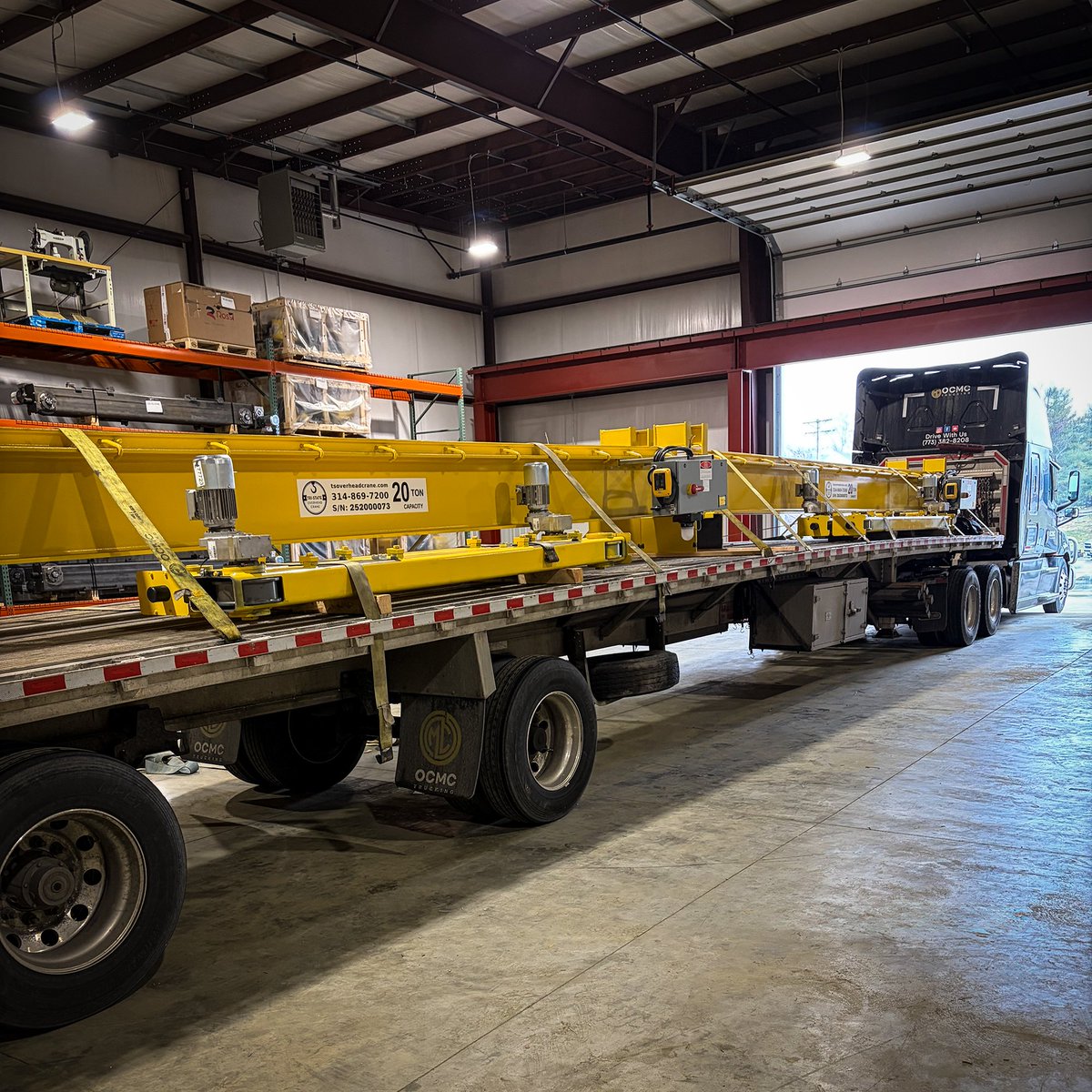 TSOCSales's tweet photo. More shipments from TSOC means more growth for American manufacturing! Our fabrication team has been busy as we just wrapped up a few projects. 
- A custom 3-ton  bridge crane w/ a 45-ft span. 
- A pair of heavy-duty 20-ton double girder bridge cranes. https://t.co/z8G5rq4rPw