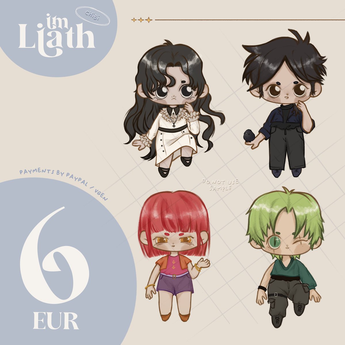 im_liath's tweet photo. @lunaavtuber_ @lillunaxyo Hii! I have commissions on VGen! 

Chibi fullbody (Skeb / Surprise Me) 6€ (Custom +6€)

YCH Couple 13€ 

Sketch Headshot 4€ + flat color 2€

Sketch Bust 7€ + flat color 2€ 

Colored Bust 12€ 

You can add characters for an extra fee!

 https://t.co/LQKh0Eum9k https://t.co/FxDvoLmEWY