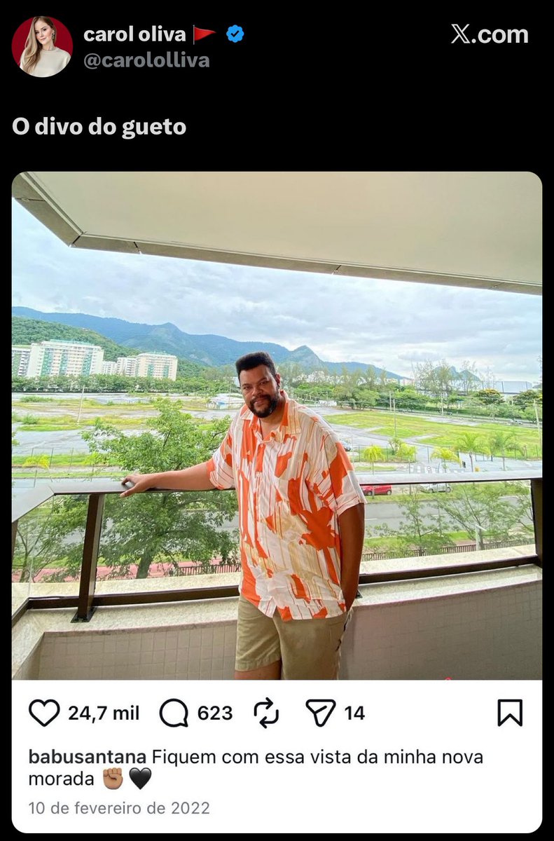 DiogoPDias's tweet photo. Eu amo os “antirracistas” dessa rede, fãs da Ana Paula Renault. Para eles pessoas negras como Babu Santana, que conquistaram alguma mobilidade financeira, deixam automaticamente de ser do gueto ou da periferia.
Ou será que na lógica deles ou subconsciente, essas pessoas precisam permanecer eternamente nos morros e favelas para continuarem sendo reconhecidas como legítimas?
Acho curioso como nas entrelinhas, parece que o desejo é que a gente nunca saia desses lugares, nunca tenha acesso a absolutamente nada. 

#BBB #BBB26