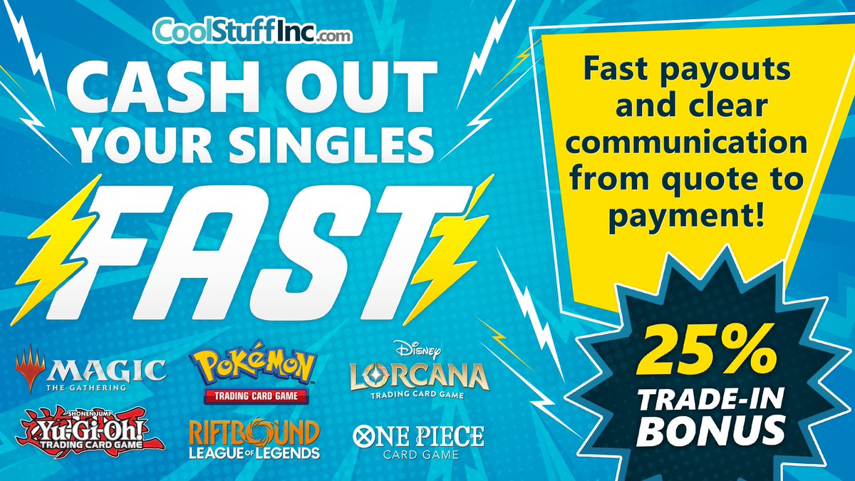 CoolStuffInc's tweet image. ⚡️The FASTEST way to turn your cards into cash! ⚡️

Don't let unwanted #cards gather dust around your home! Turn old cards into new cards by selling quick and easy to CoolStuffInc! 

Learn more --&amp;gt; bit.ly/3NgmZIP