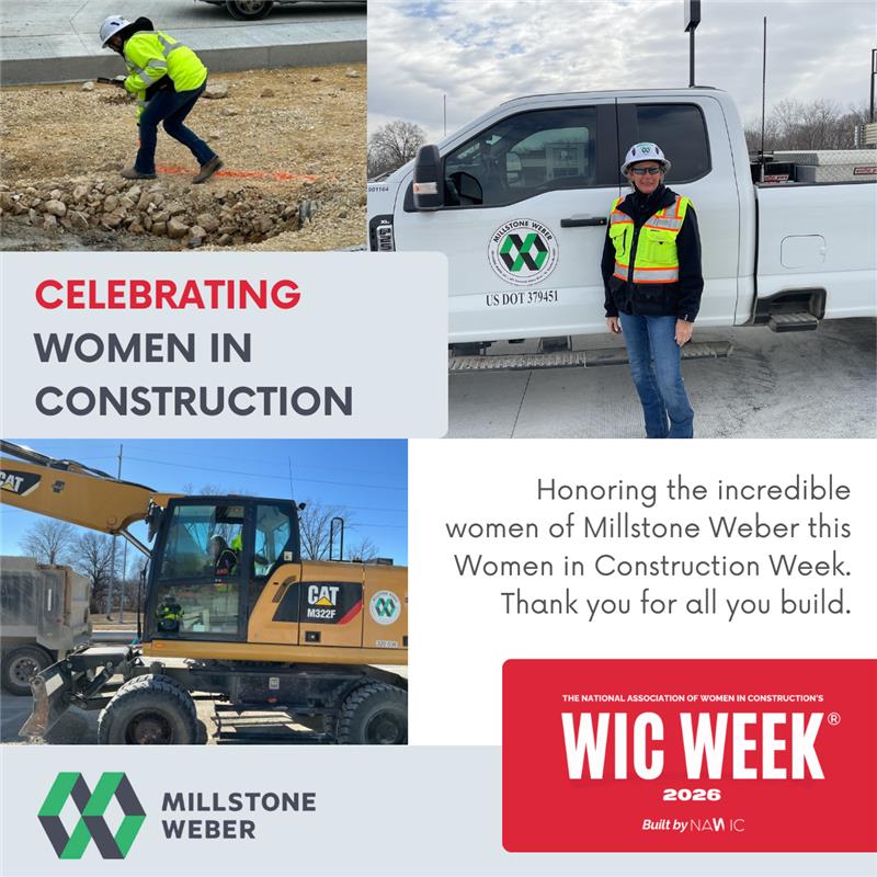 👷‍♀️ Celebrating Women in Construction Week! 👷‍♀️

This week, we proudly recognize the talented, hardworking women at Millstone Weber and across the construction industry who help build the infrastructure that keeps our communities moving. From the field to the office, their