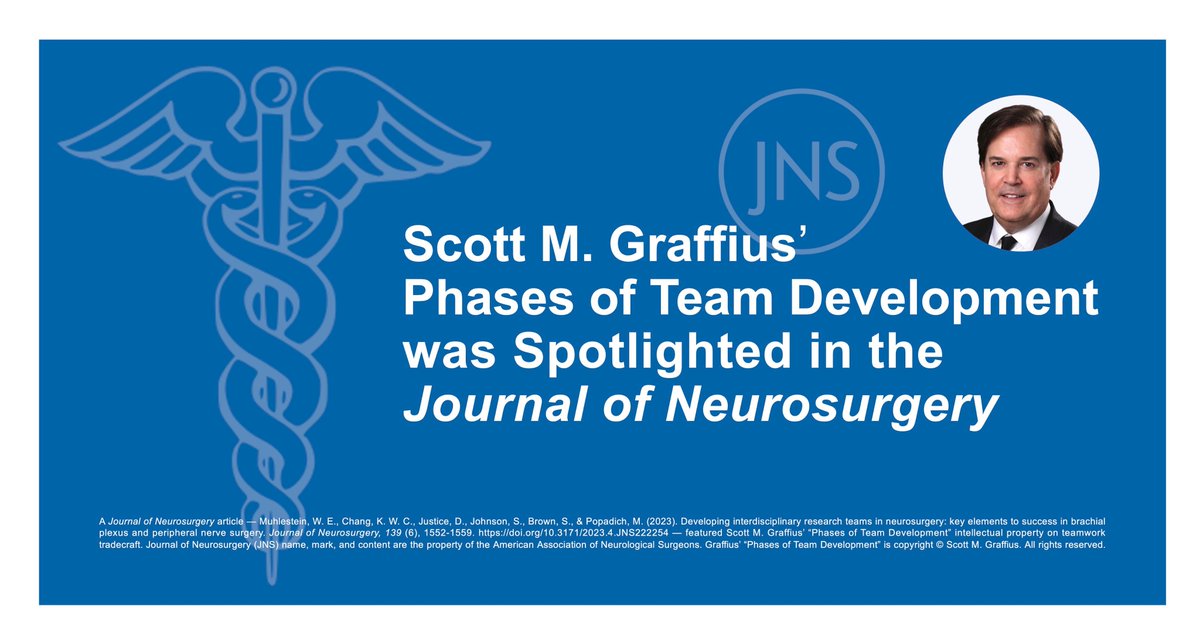 ScottGraffius's tweet image. My Phases of Team Development work was spotlighted in the Journal of Neurosurgery

scottgraffius.com/blog/files/jns…

#HighPerformanceTeams #Medicine #MedicalTeams