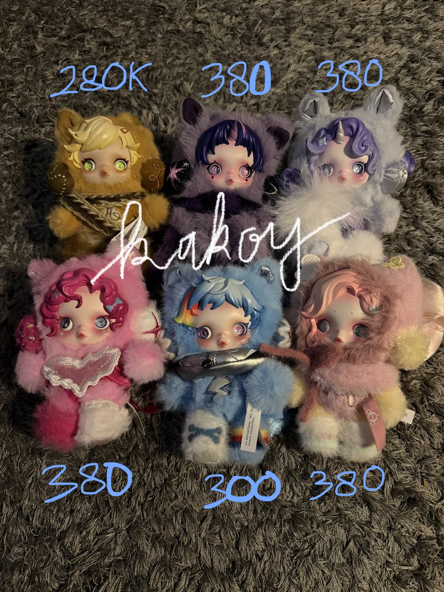 jianara's tweet photo. wts skull panda my little pony
- apple jack 280k
- twilight 380k
- rarity 380k
- pinkie pie 380k
- rainbow dash 300k
- fluttershy 380k

based in bandung / ina, bisa co 🍊
#wtspopmart #skullpanda https://t.co/CWxnnW73qp