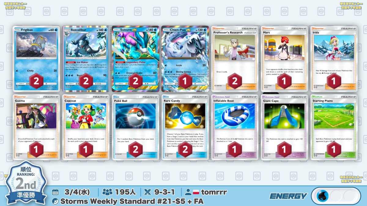 🌏 ポケポケ 大会結果｜3/4(水) 🌏 新「コノヨザル」採用の『メガ