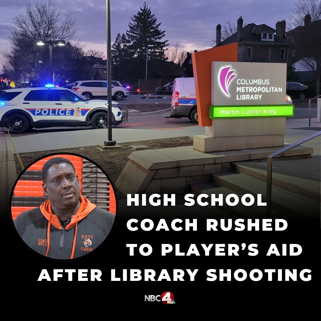 nbc4i's tweet photo. A Columbus football coach is being heralded as a hero after one of his players was shot outside of a library last week. https://t.co/MSz9Z1SelP https://t.co/GbDN8E7uwb