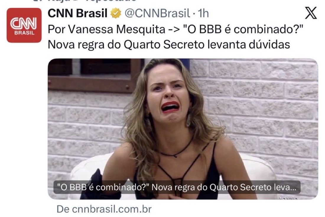 Credibilidade desse BBbosta é ZERO!!! Já chegou na CNN, espero q chegue mais longe!!!