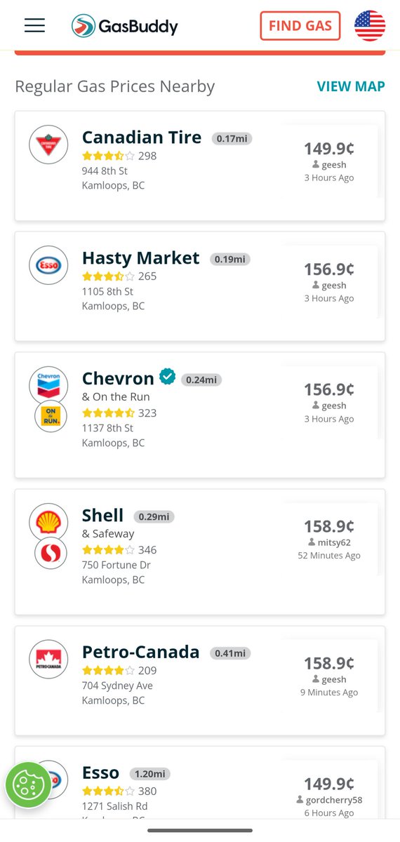 Kamscan's tweet image. #Kamloops gas is going up