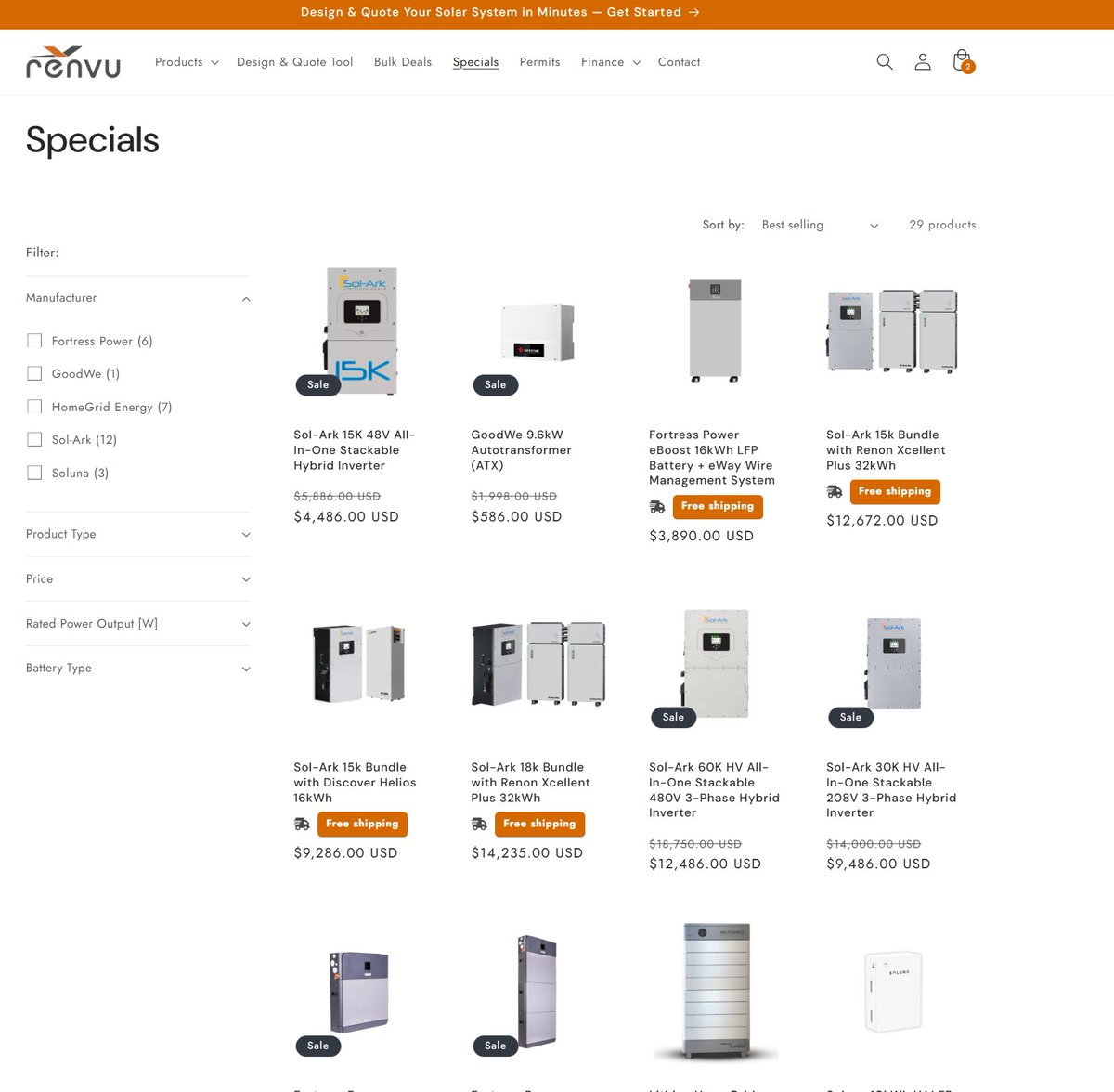 renvu's tweet photo. Our Specials page highlights current deals on hybrid inverters and battery systems. Secure your pricing today: https://t.co/kDsehuzVwJ #SolarEnergy #EnergyStorage #BatteryStorage #HybridInverter #SolarStorage #RenewableEnergy #CleanEnergy #BackupPower #SolarDeals https://t.co/Ql5mk3l75h