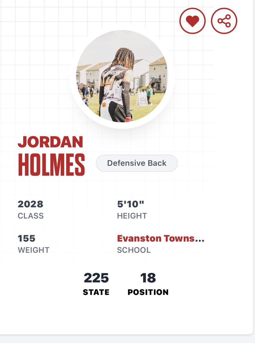 4JordanHolmes's tweet photo. Thanks Prepredzone for ranking me the 18 best Db in Illinois!!! @PrepRedzoneIL @EDGYTIM @MilesOsei @T_Banksss @GossOwen @TNTignite @ExpoRecruits @FCRecruits @EMUFBRecruiting @GEMCLASS_ @BobbyRome https://t.co/cYr2md0Ofi