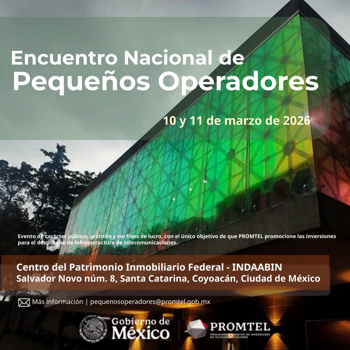 PromtelMx's tweet photo. 📢 PROMTEL convoca al Encuentro Nacional de Pequeños Operadores este 10 y 11 de marzo.

Una oportunidad de encuentro en torno a la conectividad, el desarrollo y la sostenibilidad. 

👉Consulta la agenda del evento y regístrate en el micriosito: https://t.co/Yk3Ij8ApLx https://t.co/OemuXFh4IY