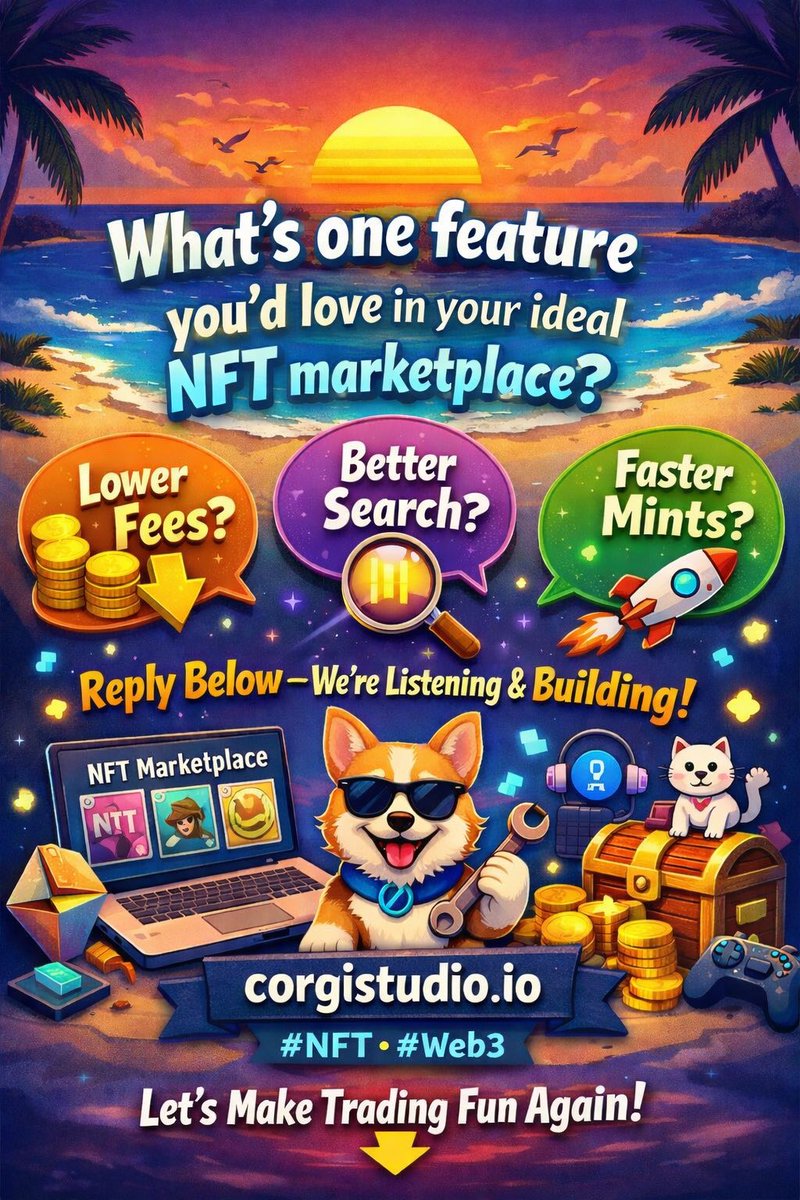 CBS2Inc's tweet image. One change you’d make to today’s marketplaces? CorgiStudio Marketplace/Launchpad  is building with your input in mind—share your thoughts! (e.g., better discovery? Lower fees? Faster launches?) #NFTCollection