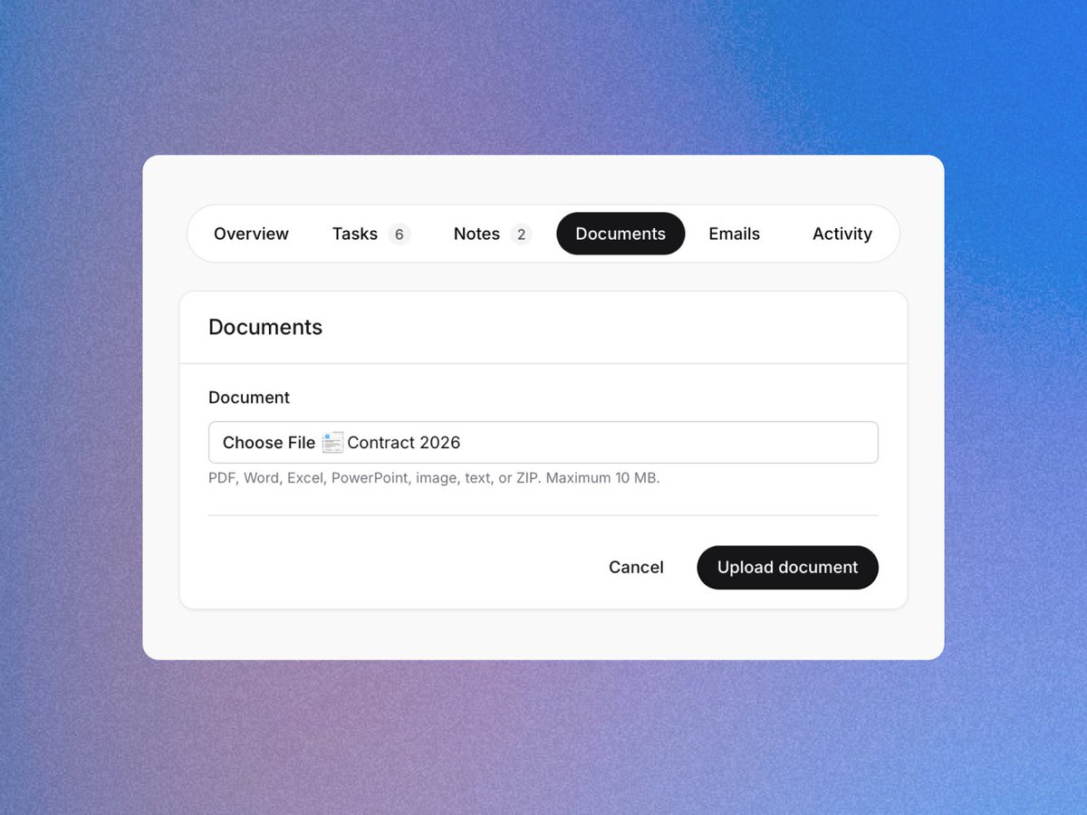 hiworkio's tweet photo. A document request sent over email has no real home. 🏠 It gets buried, forwarded, saved in the wrong folder. 
In HiWork, documents live inside the process. Attached to the right step, visible to the right people, with a clear record of who submitted what and when. #documentation https://t.co/9eLGSRYZKy