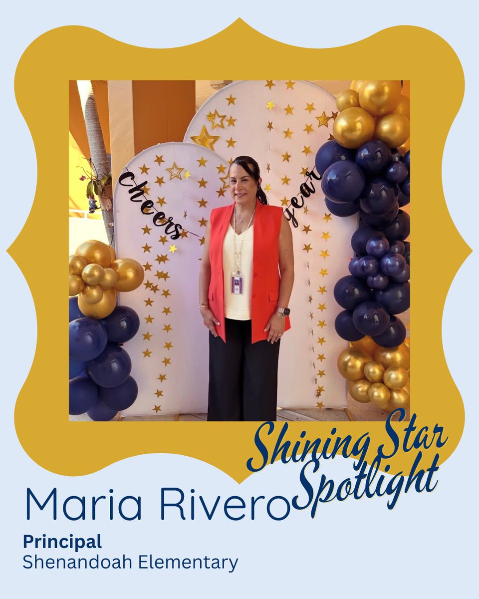 SilverBluffElem's tweet photo. This week’s Shining Star Spotlight goes to Principal, Ms. Rivero from Shenandoah Elementary!! Ms. Rivero is an alumni &amp; former teacher at SBE! Once a star…always a star! @MDCPS @MDCPSCentral @SuptDotres https://t.co/9il3J2fL6Q