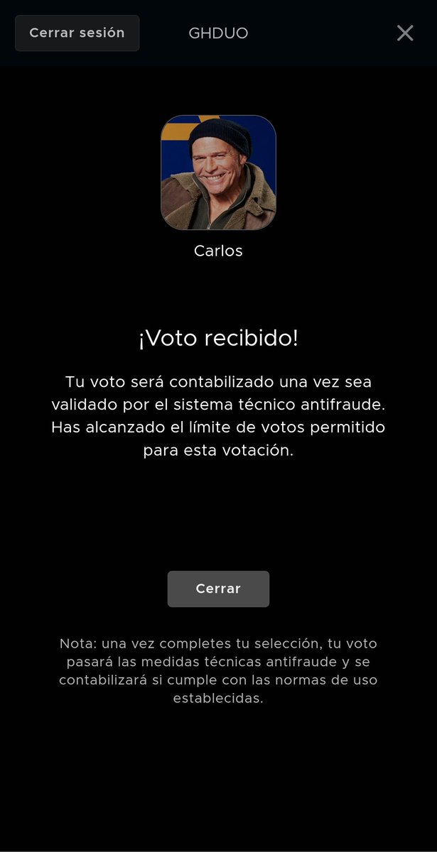 LoloSegado's tweet photo. Mi voto ya lo tienes campeón 
#GHDúoGranFinal https://t.co/rfOQAZTDnl
