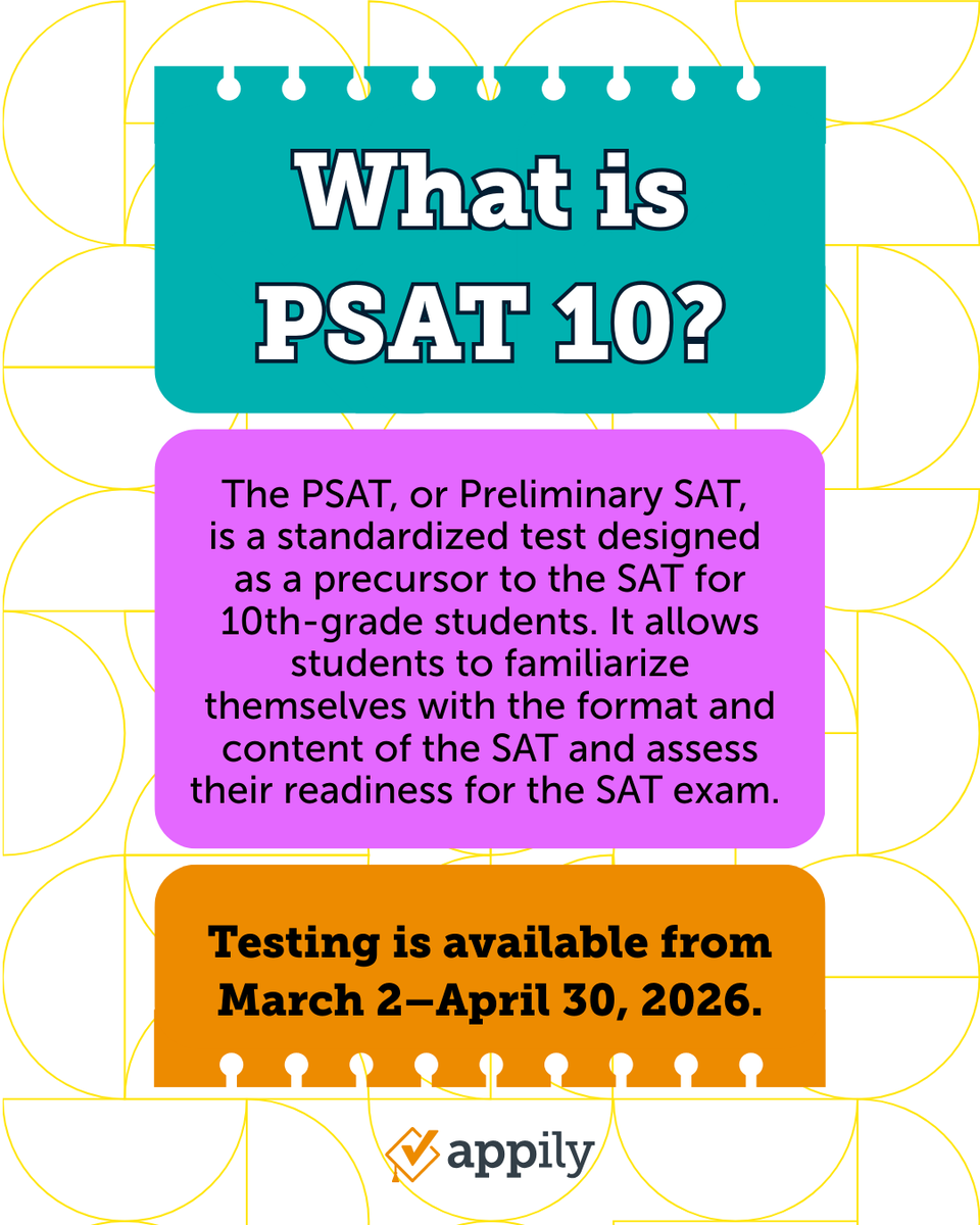 AppilyCom's tweet photo. Good luck to all of the sophomores taking the PSAT 10 ✨
#PSAT #PreliminarySAT #SAT #StandardizedTesting https://t.co/r6T0Av7H9c