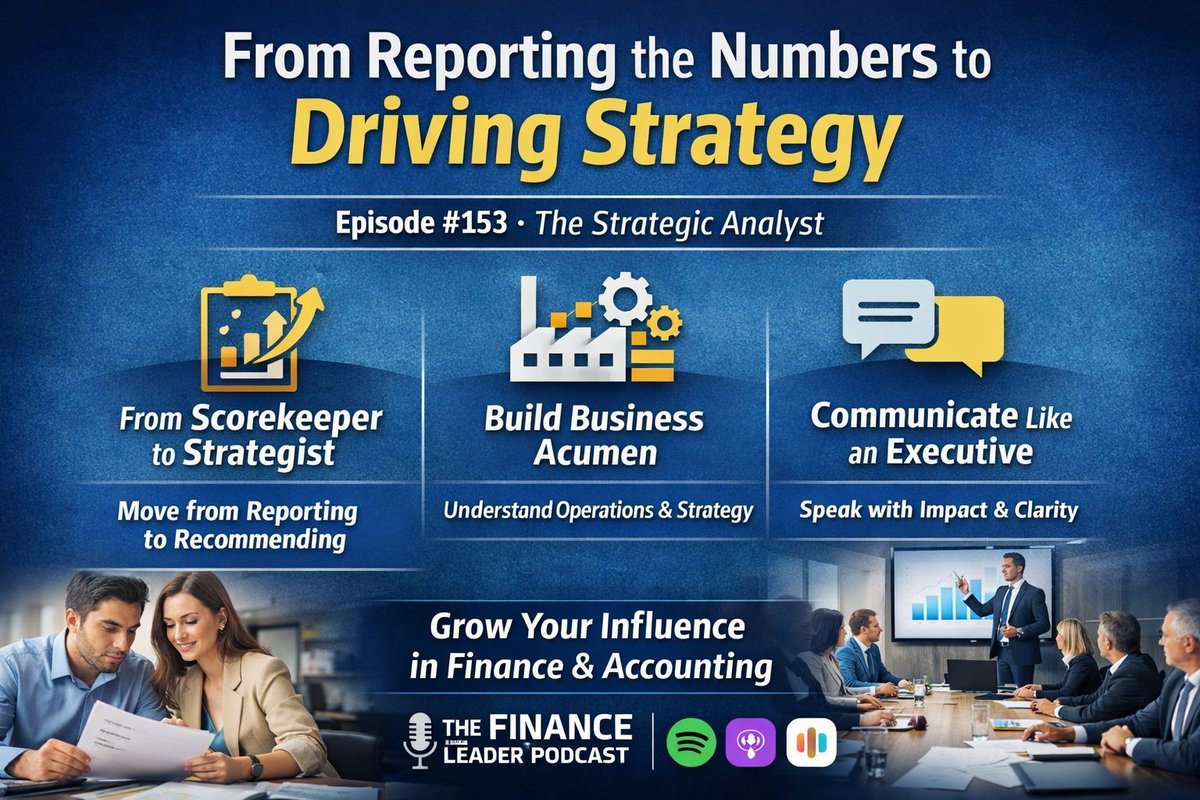 smclainiii's tweet photo. [PODCAST] Most FP&A analysts think their job ends when the report is published.

That’s where strategic careers begin.

Stop just reporting results.
Start shaping decisions.

Move from:
Explaining variances → Recommending action
Measuring performance → Protecting strategy

Insight earns attention.
Recommendation earns influence.

🎧 Episode #153: https://t.co/FRA4HbQfct 

#FPandA #FinanceLeadership #CFOmindset