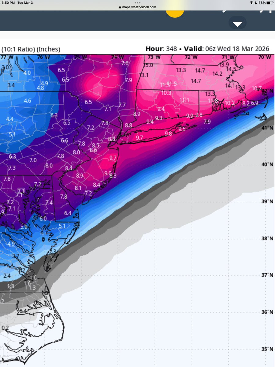 SteveOweathaguy's tweet image. 18z euro AI.   3/15-3/16.

Would be right on cue.   
If we follow the 1978 analog.

1960-61 says very little snow left to go,
1977-78 says watch for something like this. 👇
