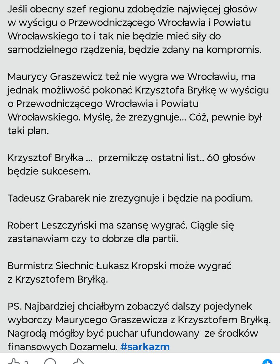 Poseł Michał Jaros przegrać też może we  Wrocławiu.