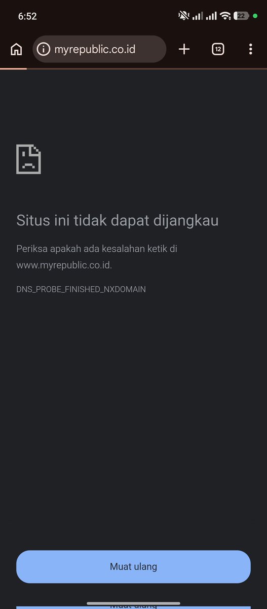 adeeeeett's tweet photo. @ID_MyRepublic tolonglah masalah denda cepat, error gini lama penanganannya
web kalian aja gabisa dibuka, banyak web lain yg gabisa dibuka dan nampilin hal yang sama https://t.co/pnxxjiTWsM