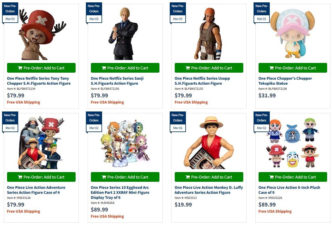 AndyCollectz's tweet photo. New Netflix One Piece Live Action figure and collectible preorders are available at EE!

https://t.co/z98R3qJqpu

All new preorders
https://t.co/CT9kNzROyD

No charge until shipped, free shipping over $79 #ad https://t.co/ElQ1MaUBzl
