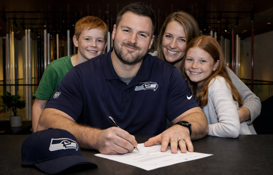 SeahawksFnF's tweet photo. After announcing his retirement, Drew Dalman met  Coach Clark. Instead of saying goodbye,we made a decision that reflects who we are as a franchise. We are proud to announce Drew Dalman is returning to the Seattle Seahawks as our Offensive Line Coach. Welcome back, Coach Dalman https://t.co/N4aRE0D47s