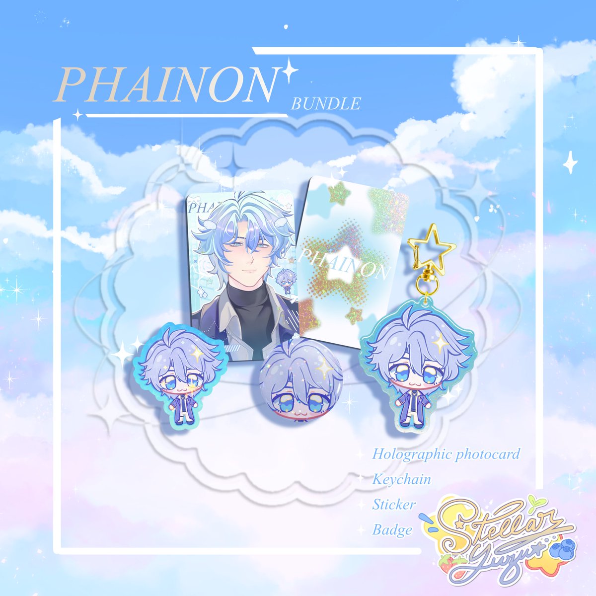 stellaryuzu's tweet photo. Since this got so much traction here's my new Phainon merch bundle! https://t.co/2nWhqAH1sk