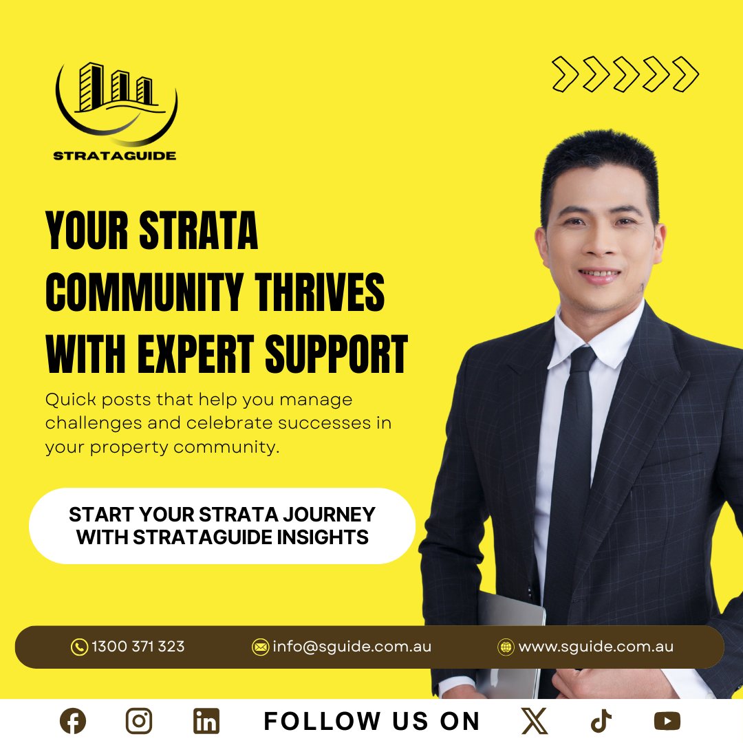 StrataGuide's tweet photo. Strataguide helps your strata community thrive with expert guidance, smooth solutions &amp; strong support. Together we turn challenges into wins!

#Stratamanagement #Strata #PropertyManagement #Stratacommunity https://t.co/iS4SQPXHTv