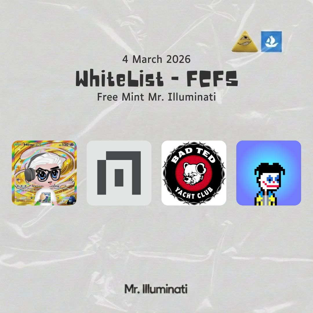 Mr. Illuminati 𓂀

MORE NFT WL - FCFS project include : 

Bad Ted Yacht Club | Lil' Bangers | Ronmillio | NORMIES

Link🔗opensea.io/collection/mri…
Best of luck and happy minting, Thanks