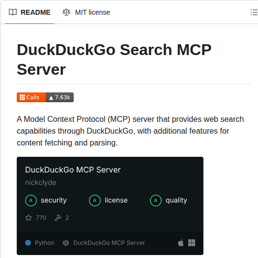 tom_doerr's tweet photo. Web search for LLMs via DuckDuckGo

https://t.co/SHKpZhcVsY https://t.co/EhRATO9rRW