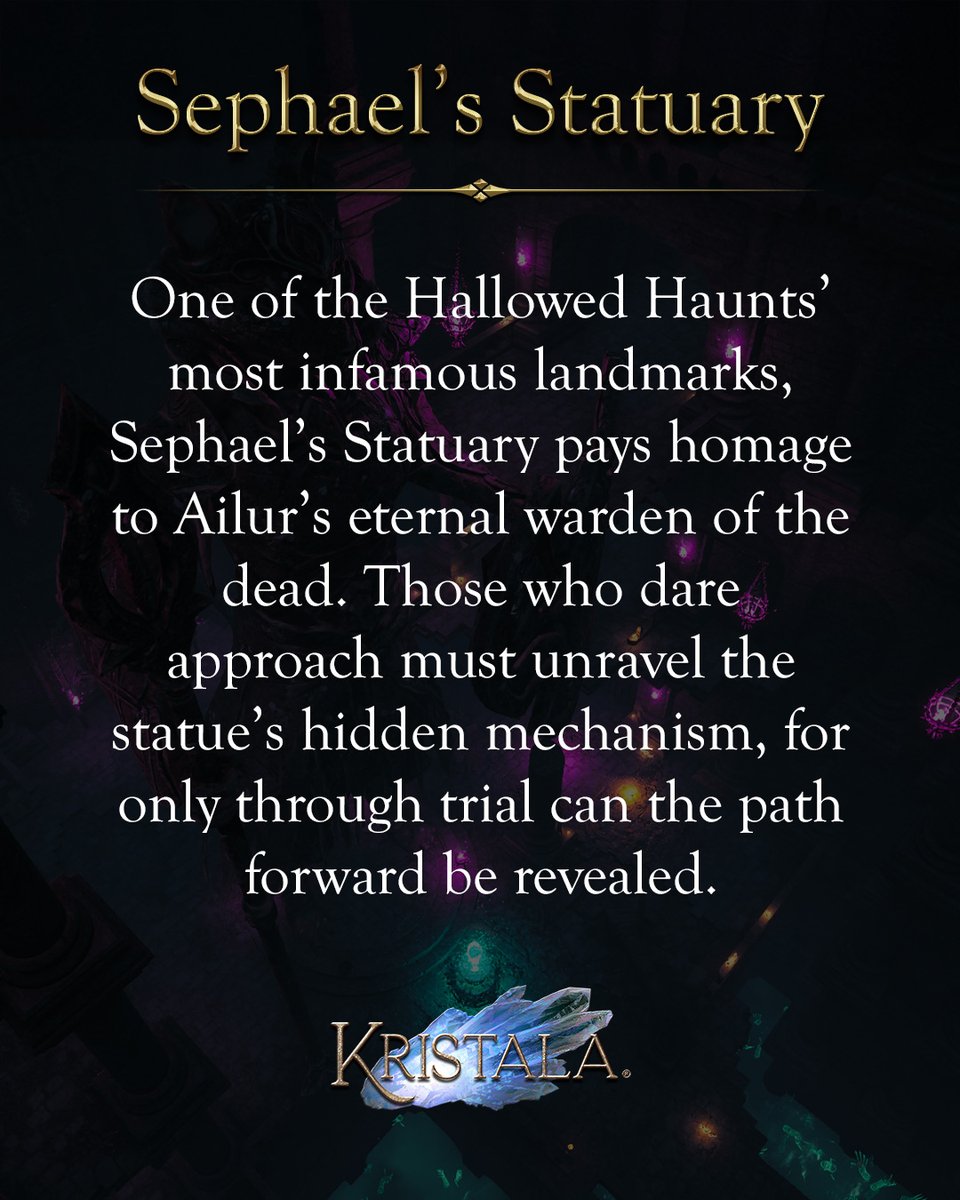 ACS_Games's tweet image. Sephael's Statuary holds trial and treasure alike. Unearth its hidden mechanism and press further into the darkness that binds the Hallowed Haunts.

#kristala #lore #darkfantasy #soulslike #arpg #indiegames