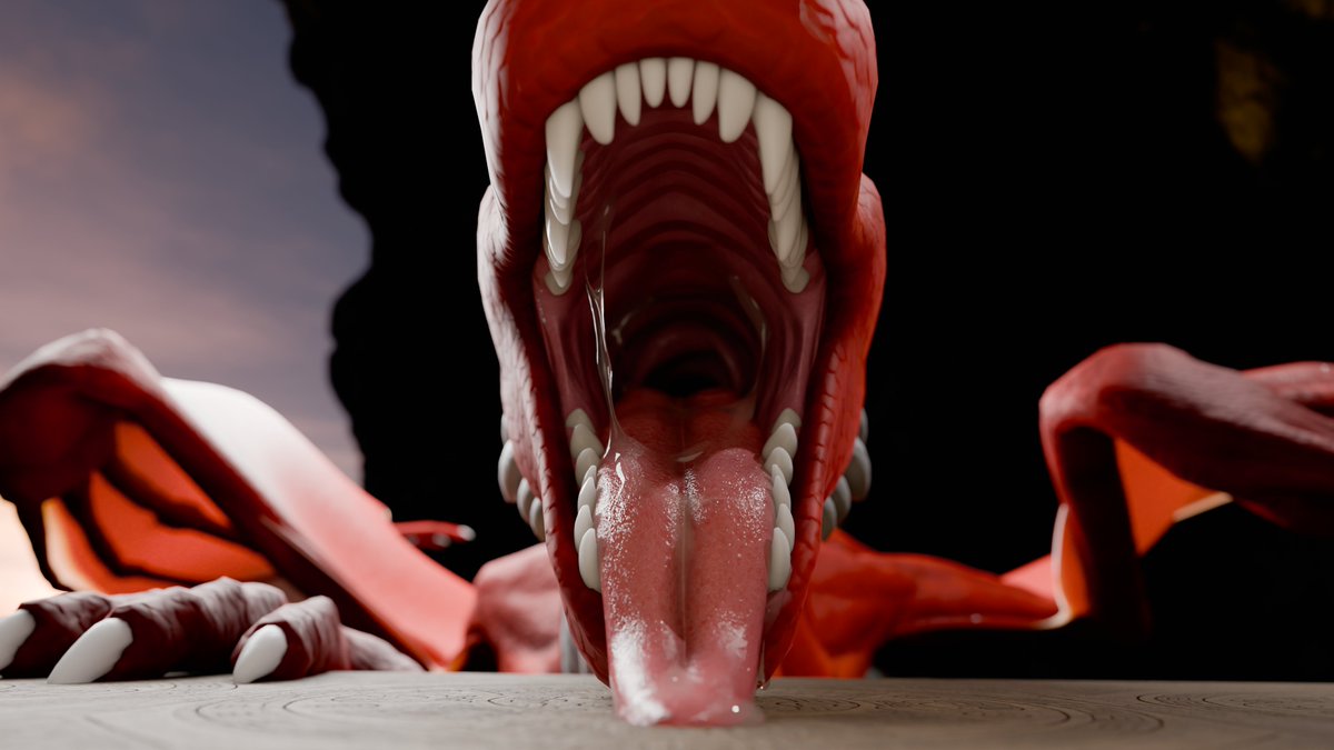 waficdragon's tweet photo. C'mon, don't think twice, come closer.. climb onto my mouth, and accept your fate already... I'm waiting for you~ #dragon #vore #mawshot  (VR version coming soon) https://t.co/qT9uJuBoBn