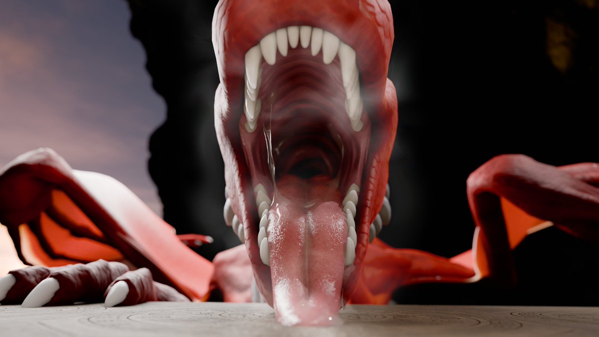 waficdragon's tweet photo. C'mon, don't think twice, come closer.. climb onto my mouth, and accept your fate already... I'm waiting for you~ #dragon #vore #mawshot  (VR version coming soon) https://t.co/qT9uJuBoBn