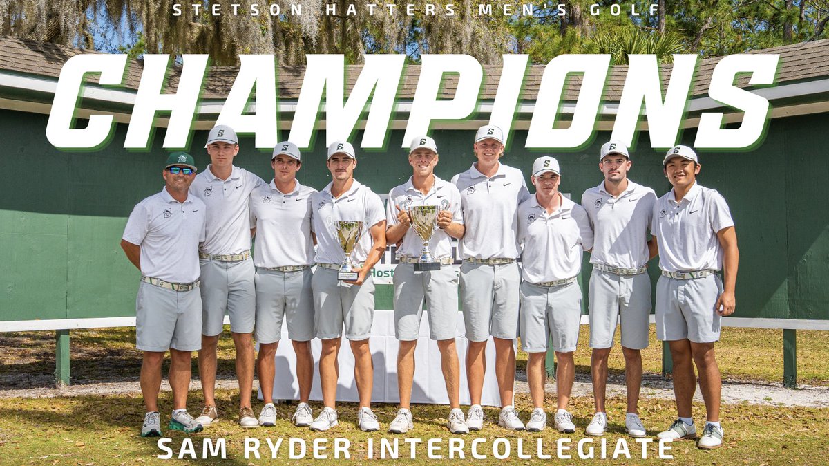 StetsonGolf's tweet photo. 𝗔 𝟮𝟭-𝘀𝘁𝗿𝗼𝗸𝗲 𝘀𝘁𝗮𝘁𝗲𝗺𝗲𝗻𝘁. 🏆

Men's golf laps the field and wins the Sam Ryder by 21 strokes.

Read about it ➡️ https://t.co/vuH6vwxeGt

#GoHatters | @StetsonHatters https://t.co/OeSAQyz0eE