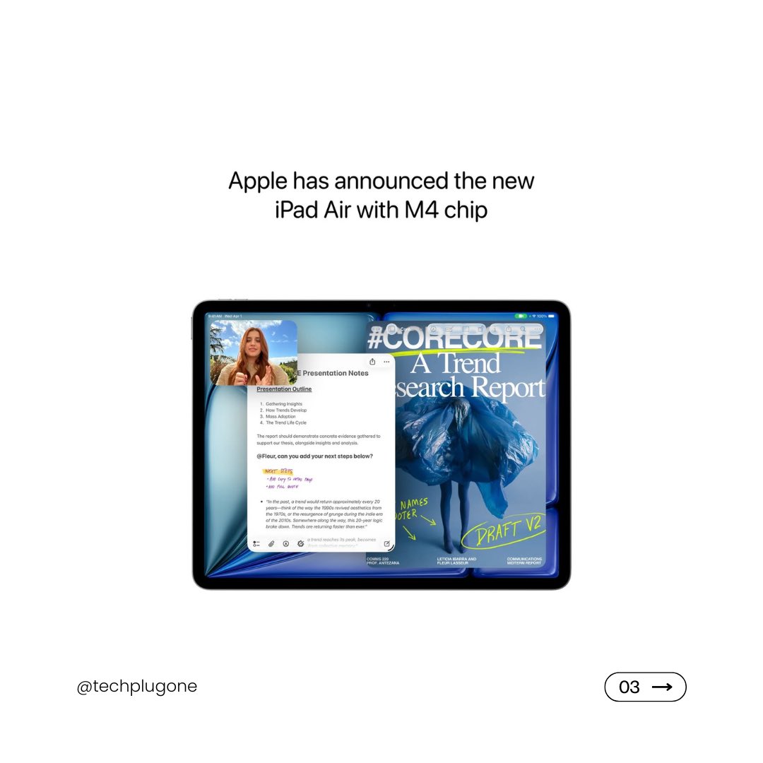 techplugone's tweet photo. Apple's M4 iPad Air is HERE! 🤯 $599 for the 11”, $799 for the 13”. Orders open TODAY.
#TechPlugOne #Apple #iPadAir #M4Chip #AppleIntelligence #iPadOS #NewiPad #TechNews #FYP #Viral https://t.co/XYkS8PvNm3